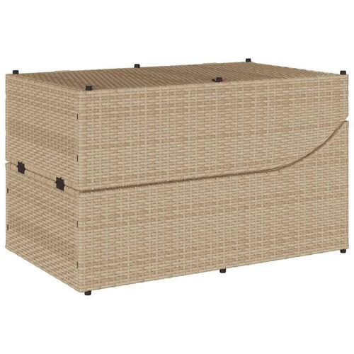 Sammenklappelig solseng med hynde & opbevaring polyrattan beige