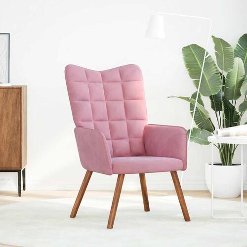 Lænestol fløjl pink