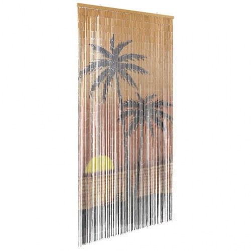 Insektgardin til dør i bambus 90×220 cm - palmetræ motiv