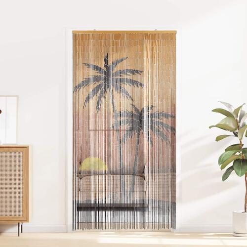 Insektgardin til døren palmetræ print 100x220 cm bambus