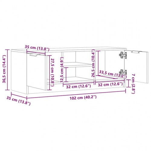 Tv-bord 102×35×36,5 cm i konstrueret træ - kunsteg