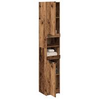 Badeværelsesskab 32x34x188,5 cm konstrueret træ gammelt trælook