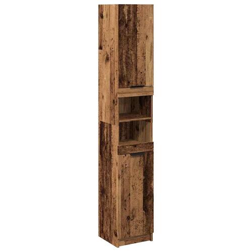 Badeværelsesskab 32x34x188,5 cm konstrueret træ gammelt trælook