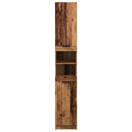 Badeværelsesskab 32x34x188,5 cm konstrueret træ gammelt trælook