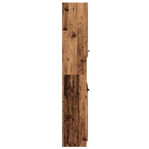 Badeværelsesskab 32x34x188,5 cm konstrueret træ gammelt trælook