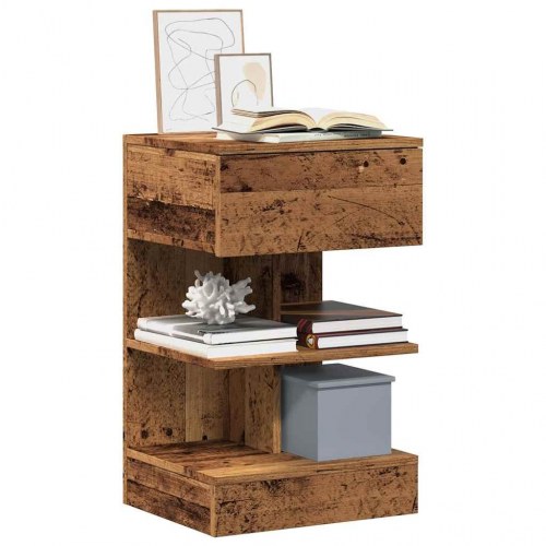 Sengeborde 2 stk. - 40×35×65 cm i konstrueret træ, gammelt trælook