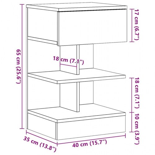Sengeborde 2 stk. - 40×35×65 cm i konstrueret træ, gammelt trælook