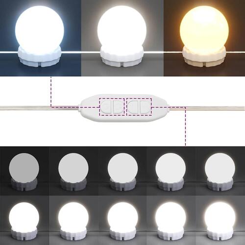 Makeupbord med LED-lys 74,5x40x141 cm gammelt træ-look