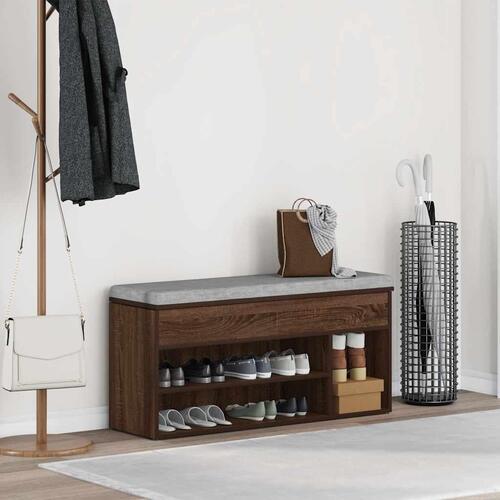 Skobænk 102x30,5x45 cm konstrueret træ brun egetræsfarve