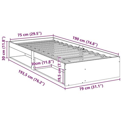 Daybed uden madras 75x190 cm massivt fyrretræ gyldenbrun