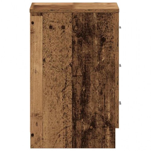 Sengeskab med 3 skuffer 38×35×55 cm - antikt trælook