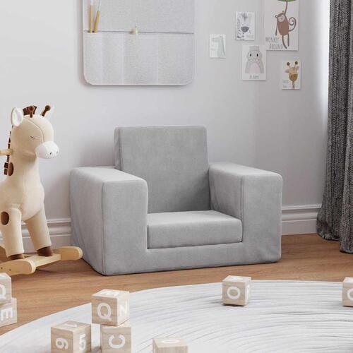 Sofaseng til børn blødt plys lysegrå