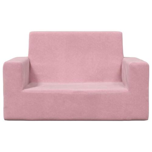 2-personers sofa til børn blødt plys pink