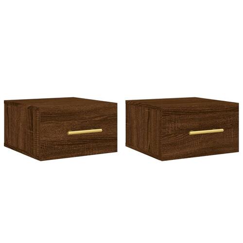 Væghængte sengeborde 2 stk. 35x35x20 cm brun egetræsfarve