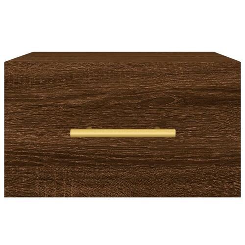 Væghængte sengeborde 2 stk. 35x35x20 cm brun egetræsfarve