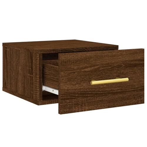 Væghængte sengeborde 2 stk. 35x35x20 cm brun egetræsfarve