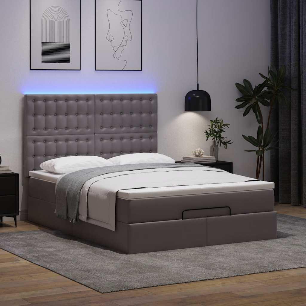 Osmannisk sengeramme med madras 140x190 cm kunstlæder grå billede