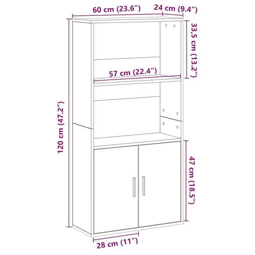 Bogreol 60x24x120 cm konstrueret træ grå sonoma-eg