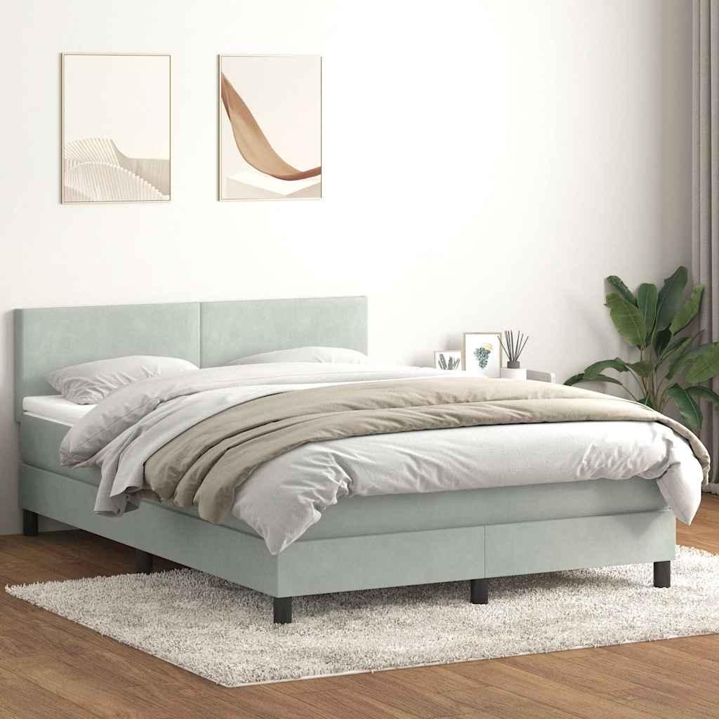 Kontinentalseng med madras 140x220 cm fløjl lysegrå