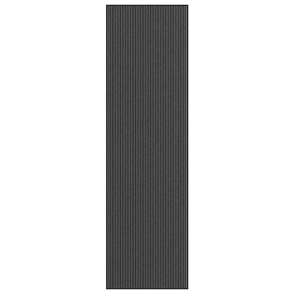 Dørmåtte Stribe Sort og Grå 115x400 cm