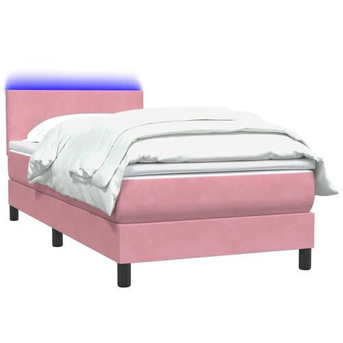 Kontinentalseng med madras lyserød 80x210 cm fløjl