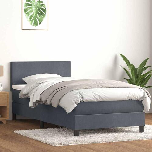 Kontinentalseng med madras mørkegrå 80x210 cm fløjl