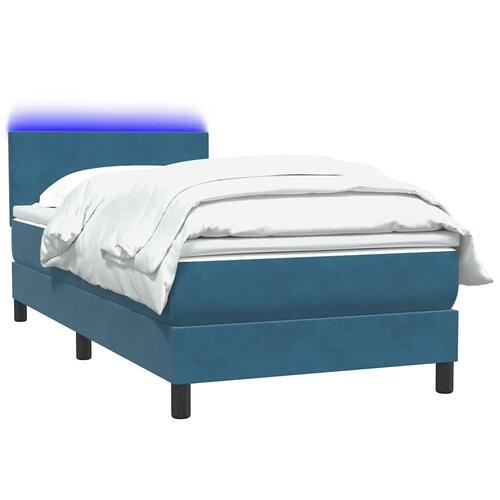 Kontinentalseng med madras mørkeblå 90x220 cm fløjl