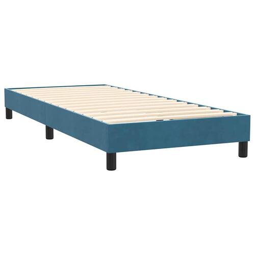 Kontinentalseng med madras mørkeblå 90x220 cm fløjl