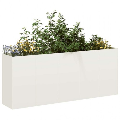 Plantekasse i hvid koldvalset stål - 200 × 40 × 80 cm