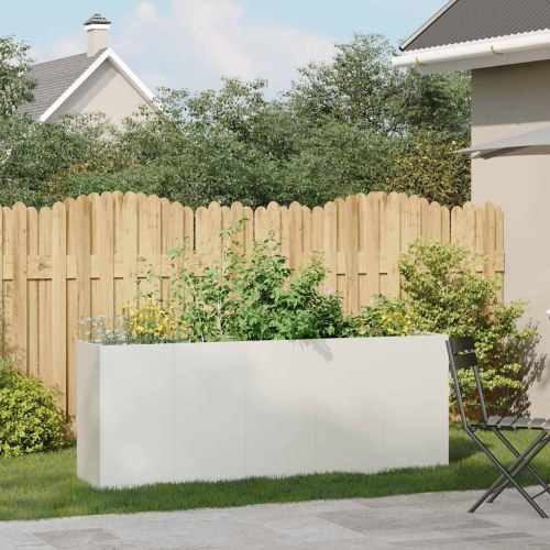 Plantekasse i hvid koldvalset stål - 200 × 40 × 80 cm