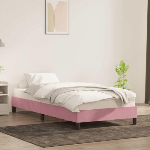 Sengeramme uden madras 90×210 cm i fløjl - lyserød