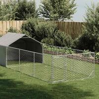 Udendørs hundegård med løbegård 6x2x1,5 m Galvaniseret stål