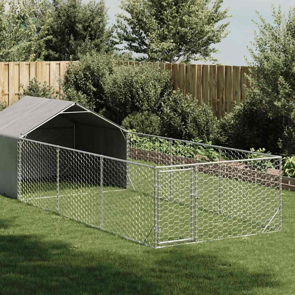 Udendørs hundegård med løbegård 6x2x1,5 m Galvaniseret stål