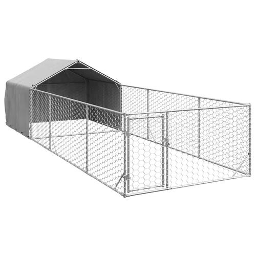 Udendørs hundegård med løbegård 6x2x1,5 m Galvaniseret stål