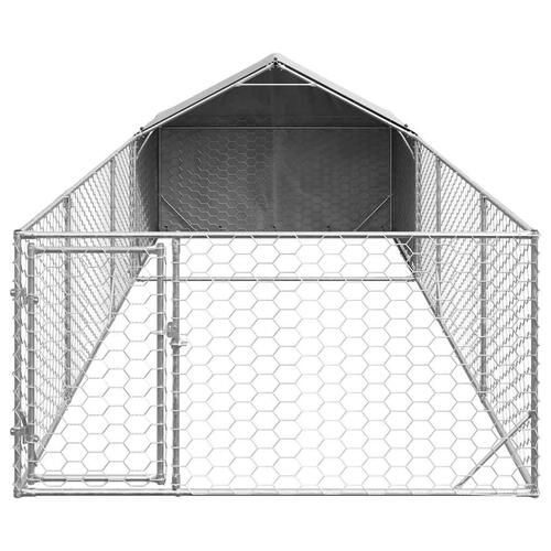 Udendørs hundegård med løbegård 6x2x1,5 m Galvaniseret stål