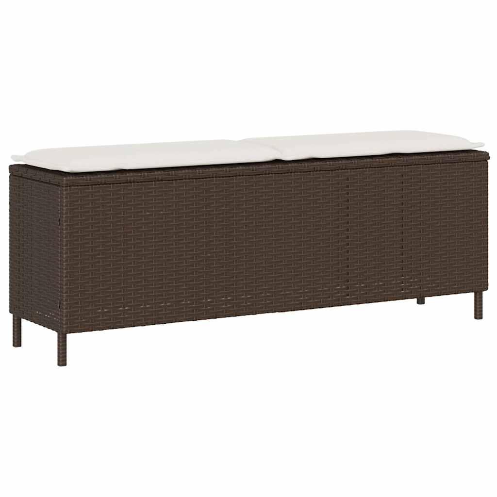 Havebænk Med Hynde 110X30X40,5 Cm Polyrattan Brun - grå og mørkegrå