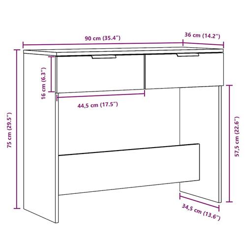 Konsolbord 90x36x75 cm konstrueret træ gammelt trælook