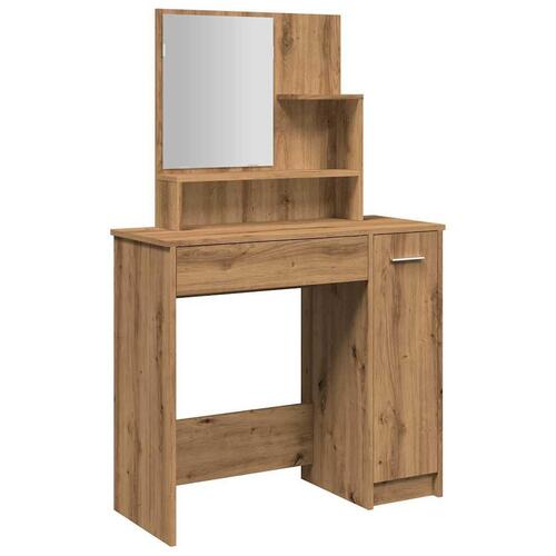 Makeupbord med spejl 86,5x35x136 cm kunsteg