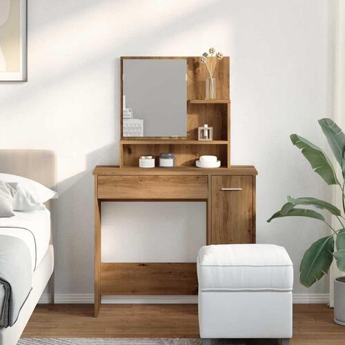 Makeupbord med spejl 86,5x35x136 cm kunsteg