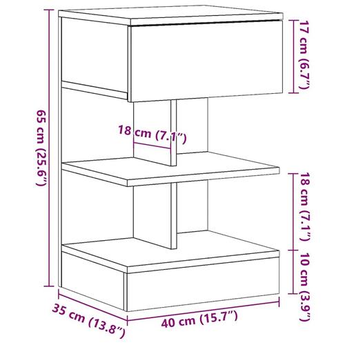 Sengebord 40x35x65 cm konstrueret træ kunsteg