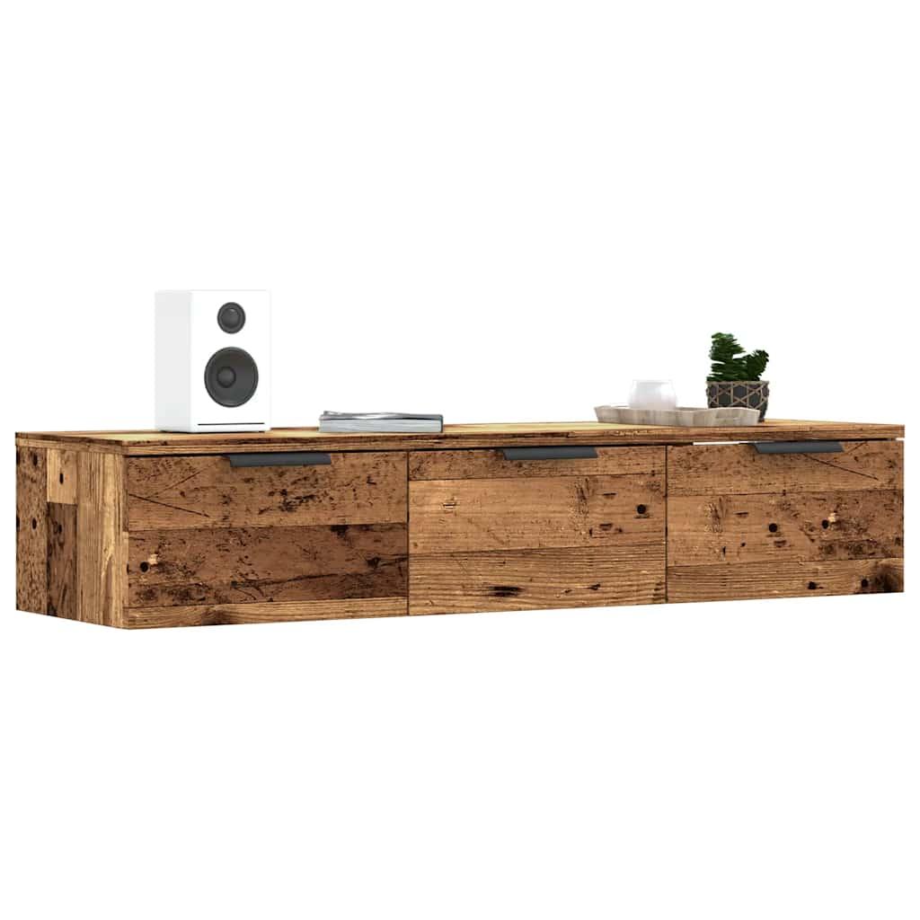 Vægskab 102x30x20 cm konstrueret træ gammelt træ-look