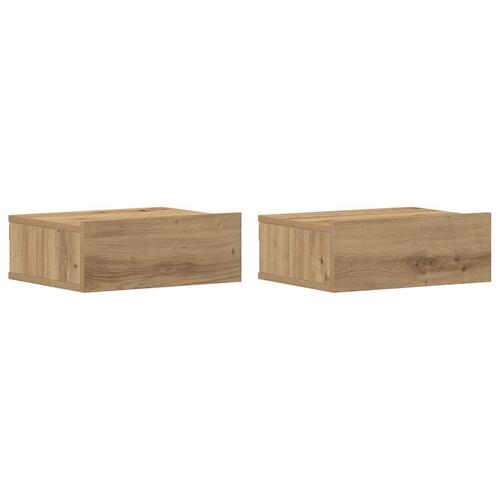 Svævende natborde 2 stk. 40x32x15 cm konstrueret træ kunsteg