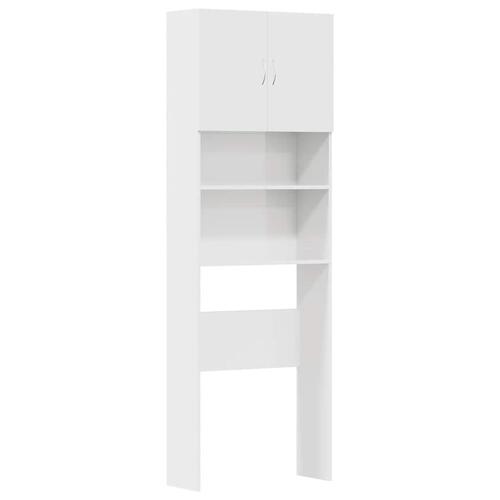 Vaskemaskineskab 64x24x190 cm konstrueret træ hvid højglans