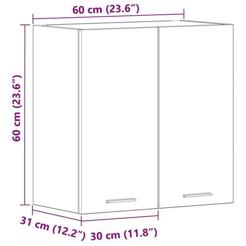 Vægskab til køkken 60x31x60 cm konstrueret træ kunsteg