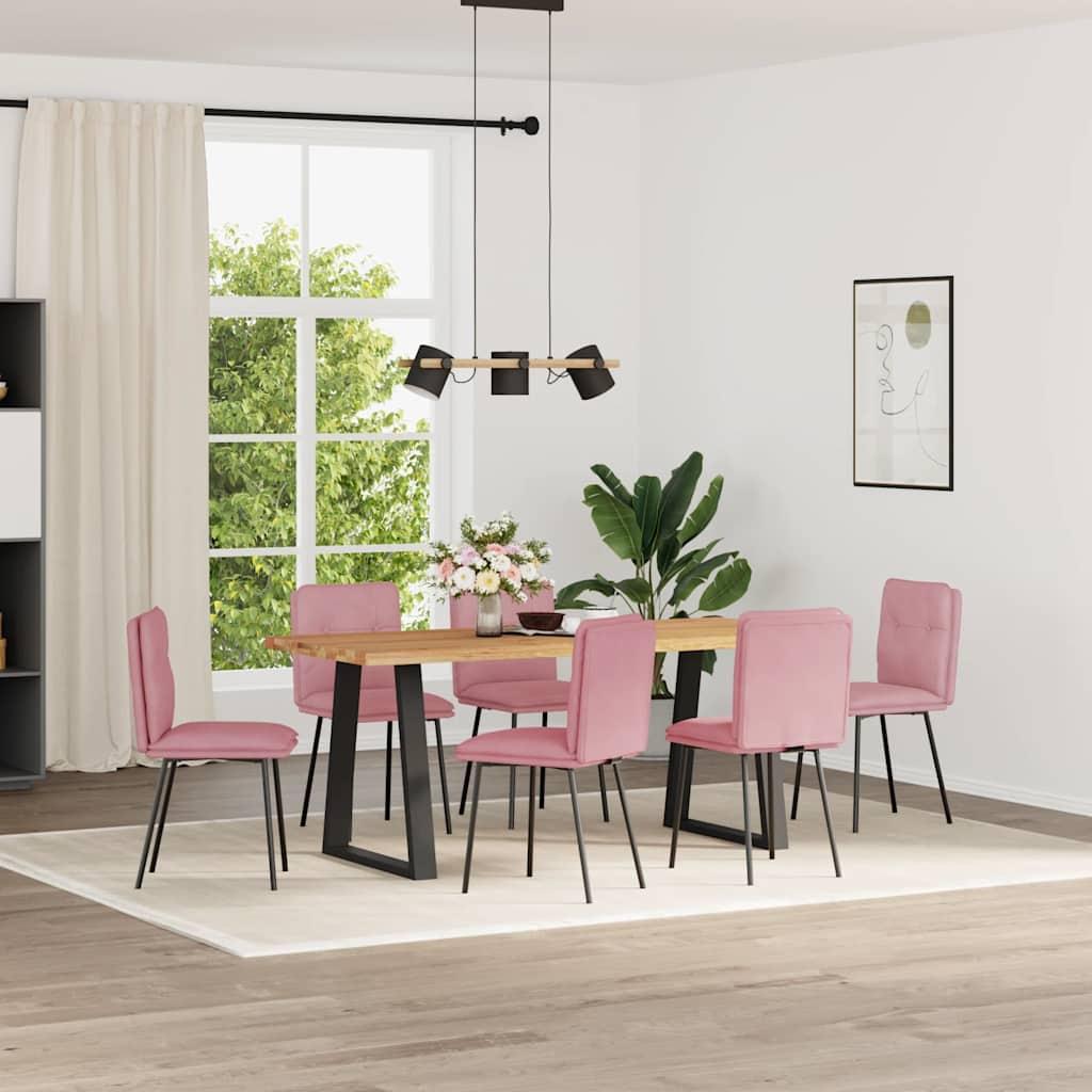 Spisebordsstole 6 stk. velour lyserød