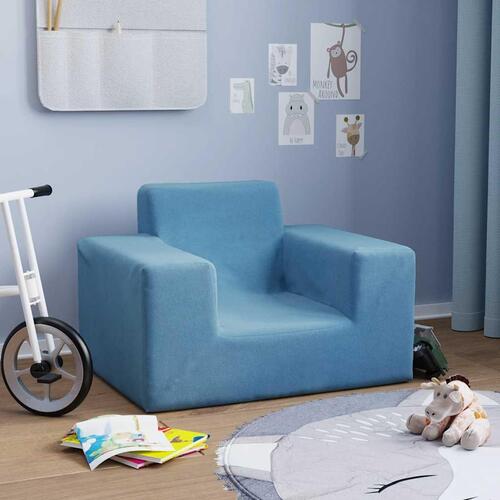 Sofa til børn blødt plys blå