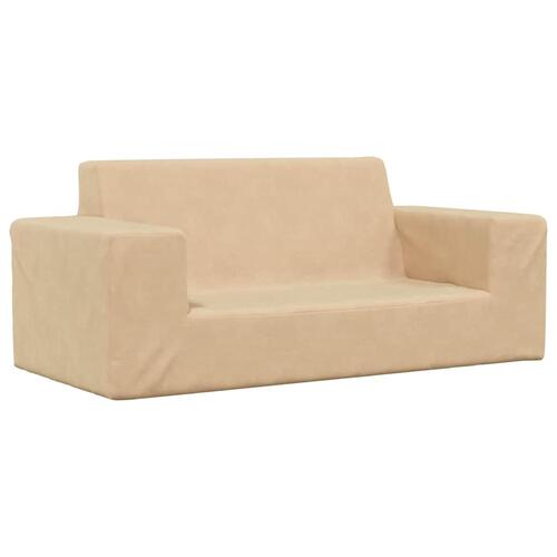 2-personers sofa til børn blødt plys cremefarvet
