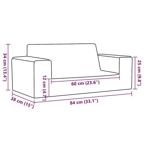 2-personers sofa til børn blødt plys cremefarvet