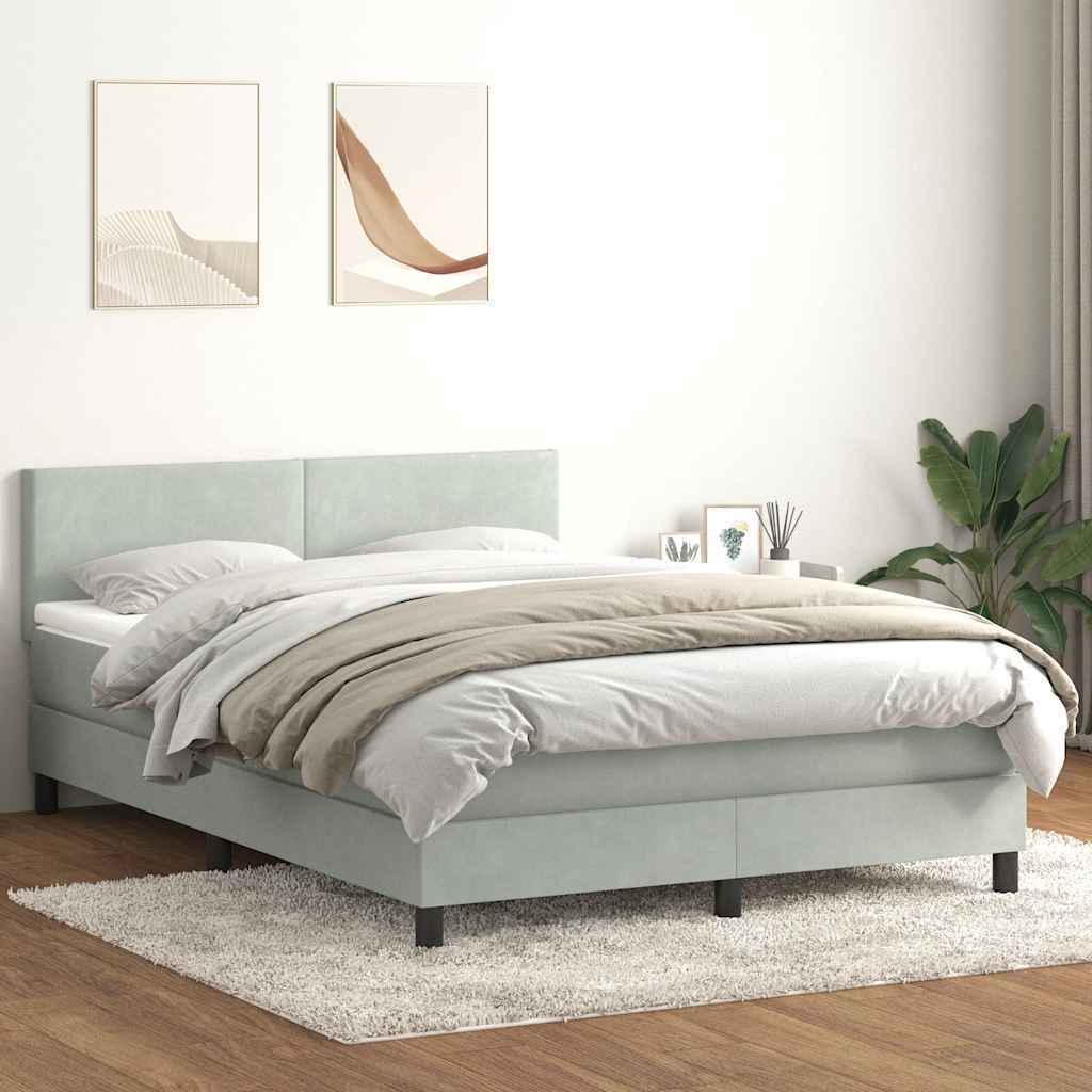 Kontinentalseng med madras 140x210 cm fløjl lysegrå