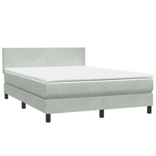 Kontinentalseng med madras 140x210 cm fløjl lysegrå
